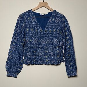 Anthropologie Forever That Girl Smocked Waist Blouse Size Extra Small
